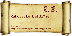 Rakovszky Balázs névjegykártya