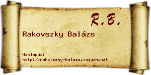Rakovszky Balázs névjegykártya
